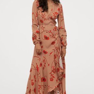 Crêped Wrap-front Floral Dress